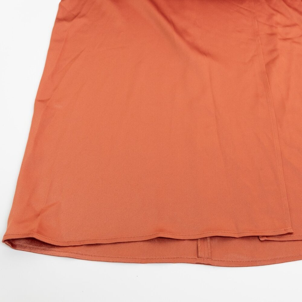 Aritzia Babaton Satin Dress Stanley Kimono Style Faux Wrap Burnt Orange  Copper - Picture 9 of 15